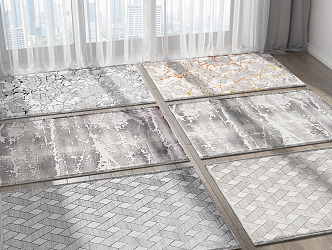 Modern Square Carpet Combo 3d model