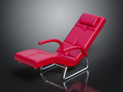 Glossy Red Leather Modern Lounge Chair Featuring Metal Frame And Comfortable Armrests Design 3d model