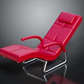 Glossy Red Leather Modern Lounge Chair Featuring Metal Frame And Comfortable Armrests Design