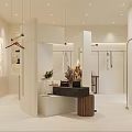 Minimalist Modern Clothing Store Interior With Hanging Racks Mirrors And Wooden Display Cabinets