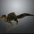 Colorful Spinosaurus 3D Model With Green Yellow Stripes And Vibrant Sail