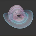 Modern Abstract Colorful Curved Lines Artwork With Blue Pink Spiral Structure