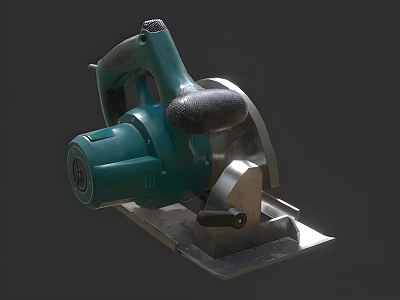 Green Electric Circular Saw As Industrial Cutting Equipment With Ergonomic Handle And Metal Base 3d model