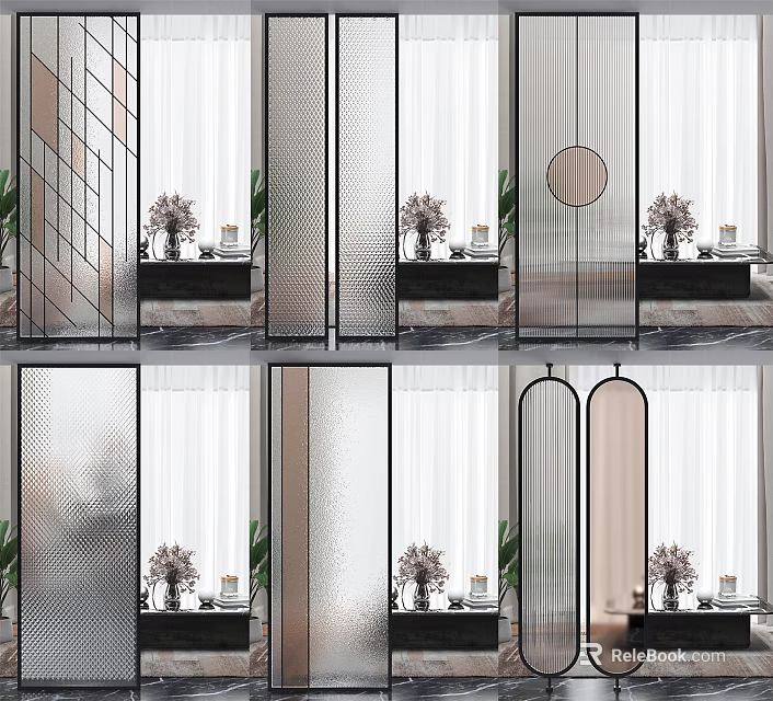 Modern Interior Room Dividers With Geometric Patterns Circular Elements And Decor 3d model