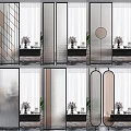 Modern Interior Room Dividers With Geometric Patterns Circular Elements And Decor 3d model