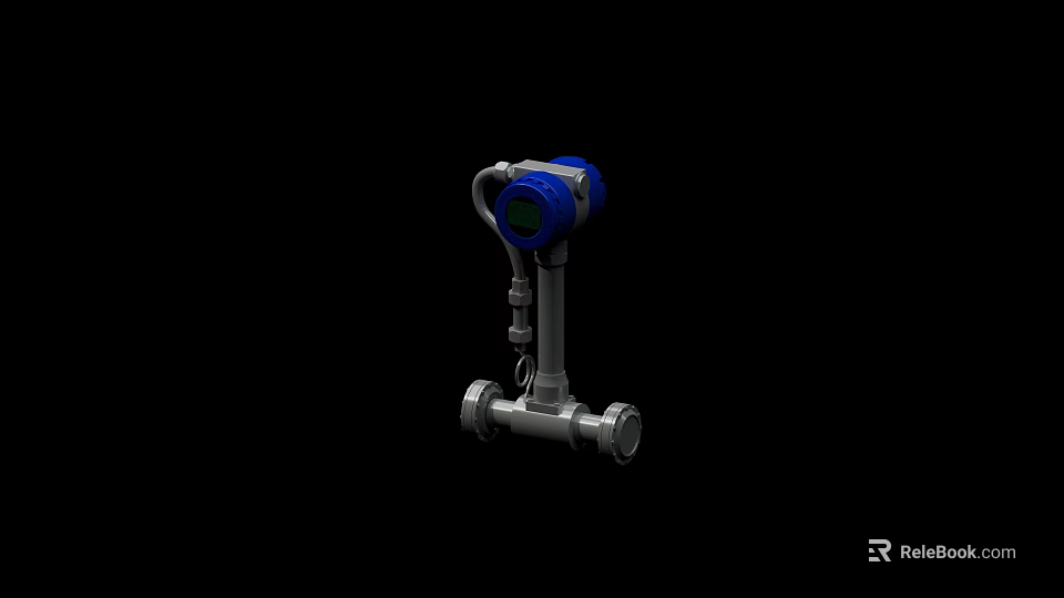 Industrial Equipment With Blue Digital Display And Stainless Steel Pipeline Structure 3d model 