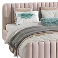 Elegant Modern Double Bed With Tufted Velvet Headboard Decorative Pillows And Throw Blanket