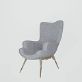 Modern Gray Fabric Lounge Chair With Wooden Legs And Comfortable Design