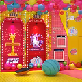 Colorful Interactive Play Zone With Theme Doors Fairy Tale Designs Colorful Balls And Balloons