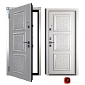 Elegant White Paneled Hinged Door With Intricate Carved Design For Home Interior