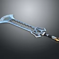 Shiny Metal Battle Axe With Intricate Patterns And Ornate Handle Design