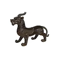 Bronze Mythical Beast Landscape Sculpture With Intricate Patterns And Traditional Design