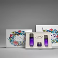 Elegant Decorative Ornament Set With Floral Patterns Purple Boxes And VIC Branded Bottles