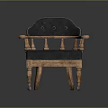 Traditional Single Sofa With Wooden Carved Arms Black Upholstered Cushion And Caster Wheels