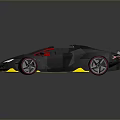 Gray Convertible Sports Car With Sleek Design Red Seats And Yellow Accents