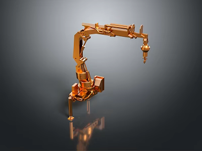 Golden Mechanical Arm Robotic Character In Game And Movie With Multiple Joints 3d model