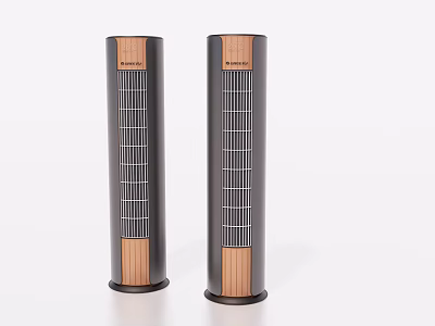 Rinnai Modern Tower Air Conditioner Fan With Black Finish Wooden Accents Stylish Design 3d model