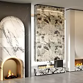 Modern fireplace background wall modeling wall 3d model
