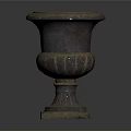 Classical Stone Flower Pot Sculpture With Intricate Carved Details On Pedestal Base