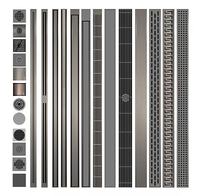 Bathroom Accessories Including Metal Floor Drains And Drain Grates With Various Designs 3d model