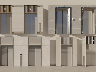 Modern Elevator Designs With Glass Doors Stone Panels And Metal Frames 3d model