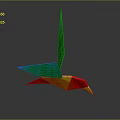 Furniture Decorated With Colorful Origami Bird Design In Green Red Yellow