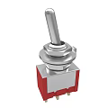 Metal Rotary Switch Device With Red Base And Silver Knob Construction