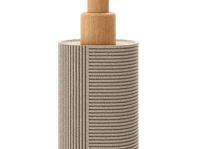 Modern Decorative Ornament Set With Ribbed Texture And Wooden Top Accent 3d model