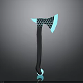 Modern Axe Weapon with Blue Hexagonal Pattern Black Handle and Futuristic Design