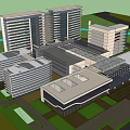 Modern Hotel Building Complex With Glass Curtain Wall And Multi Storey Design