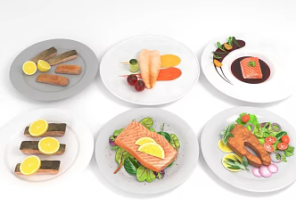 salmon fish tuna sashimi food 3d model