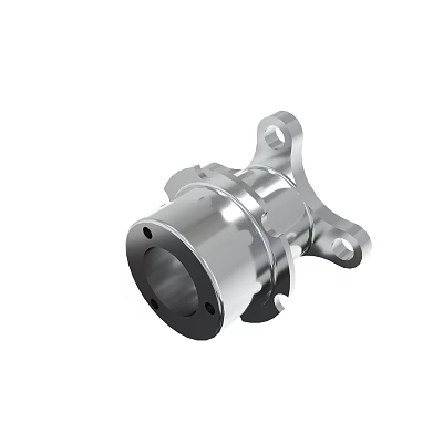Polished Metal Mechanical Part With Flange Structure Central Hole And Mounting Holes 3d model