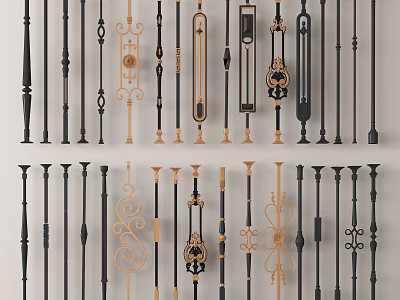 Variety Of Ornate Baluster Designs For Railings 3d model