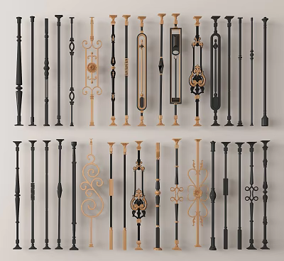 Variety Of Ornate Baluster Designs For Railings 3d model