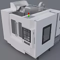 Industrial CNC Machining Equipment With White Enclosed Structure And Control Panel 3d model