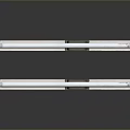 White Long Tube Light Fixtures With Metal Brackets On Gray Background