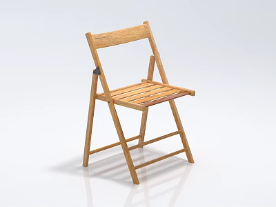 Wooden Folding Leisure Chair With Slatted Seat And Simple Design In Natural Wood Tone 3d model