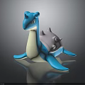 Blue Cartoon Creature With White Belly And Purple Spiked Back Long Neck Toy Figure Design