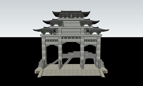 Chinese archway 3d model