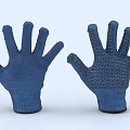 Blue Pair of Knitted Gloves with Textured Design for Daily Use