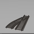 Detailed Railway Track Structure With Curved Rails And Intersection Design 3d model