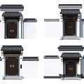 Ancient Architecture Gateway Design With Traditional Tiled Roof Wooden Door And White Walls