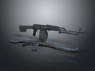Modern Tactical Assault Rifles with Detachable Magazine Ergonomic Stock and Functional Barrel Components 3d model