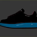 Black Sneakers With Pink And Purple Laces And Blue Thick Soles
