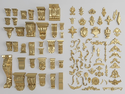 European-style Carved Component 3d model