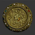 Elegant Gold Fashion Accessory Box With Intricate Patterns And Colorful Gemstones