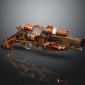 Vintage Steampunk Revolver With Brass Gear Mechanism And Telescopic Sight Design Features