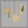 Modern Brass Geometric Pendant Lights With Multiple Rectangular Hanging Panels 3d model