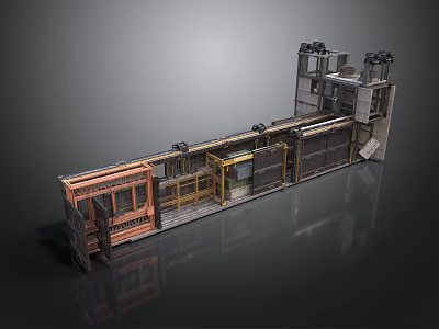 Industrial Mechanical Structure With Platform Railings Metal Frames And Gear Components 3d model