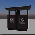 Public Facility Roofed Classified Trash Bin With Recyclable And Non Recyclable Symbols